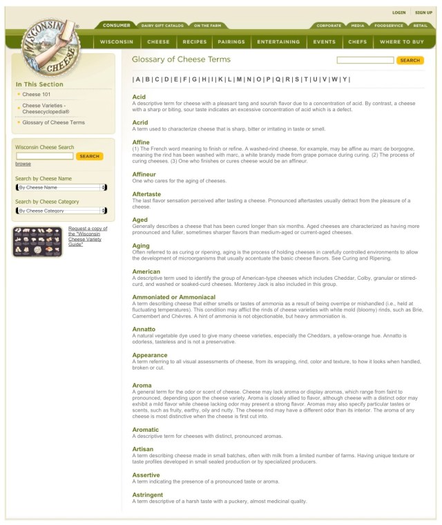 Glossary Of Cheese Terms