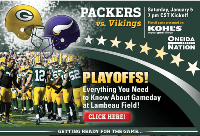 PACKERS Vikings PLAYOFFS 2012